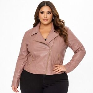 Eden Society Sachi Faux Leather Jacket Women 2X Pink NWT